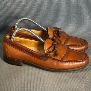 Allen Edmonds Woodstock Fringed Loafers Slip On Shoes Light Brown Leather Size 9